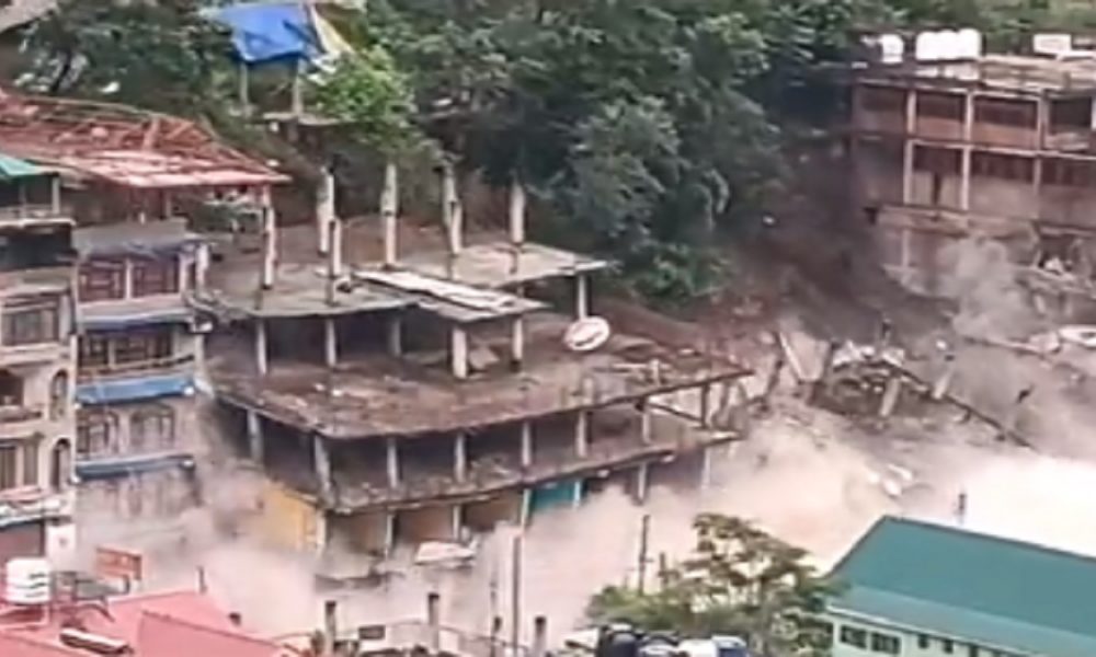Caught on Camera: Many buildings collapse in Himachal’s Kullu, triggered by landslide