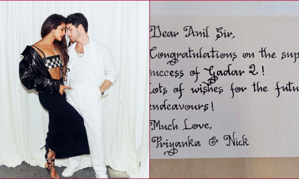Priyanka and Nick congratulates Filmmaker Anil Sharma with a handwritten note on success of Gadar2