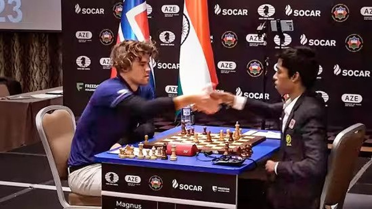 Praggnanandhaa vs Carlsen 2nd game ended in draw, see how Chess World Cup final will pan out