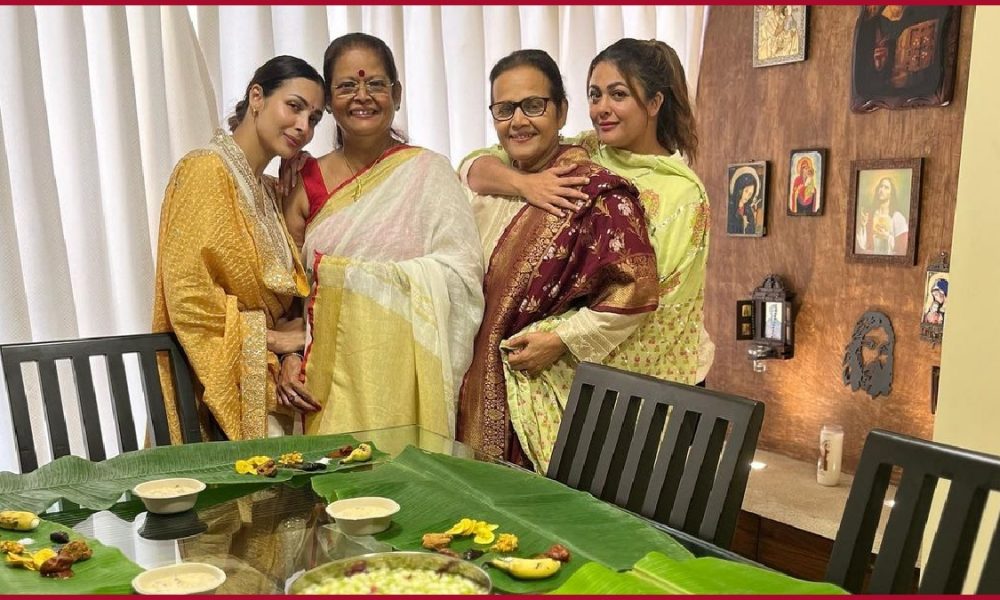 Watch: Malaika Arora opts for traditionl look as she celebrates Onam Sadya with Mom and sister Amrita Arora