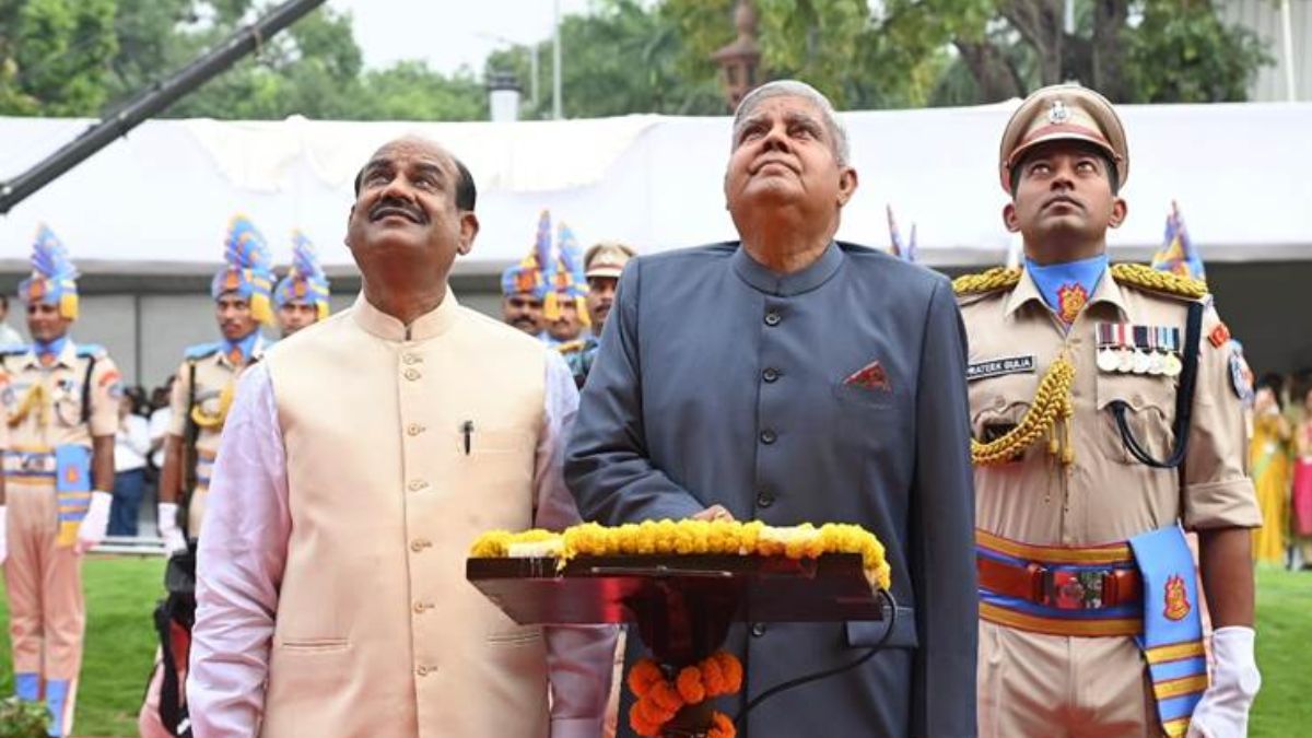 Rajya Sabha Chairman hoists national flag at new Parliament building