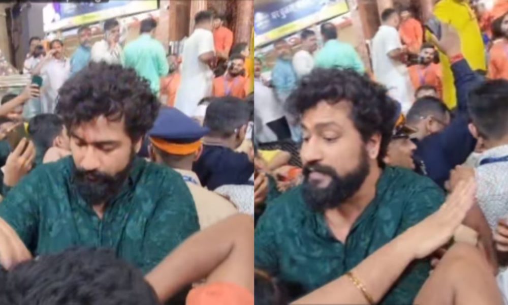 Video: Vicky Kaushal and his parents get mobbed by crazy fans at Lalbaugcha Raja,  netizens say ‘Accha hu Katrina nahi aayi’