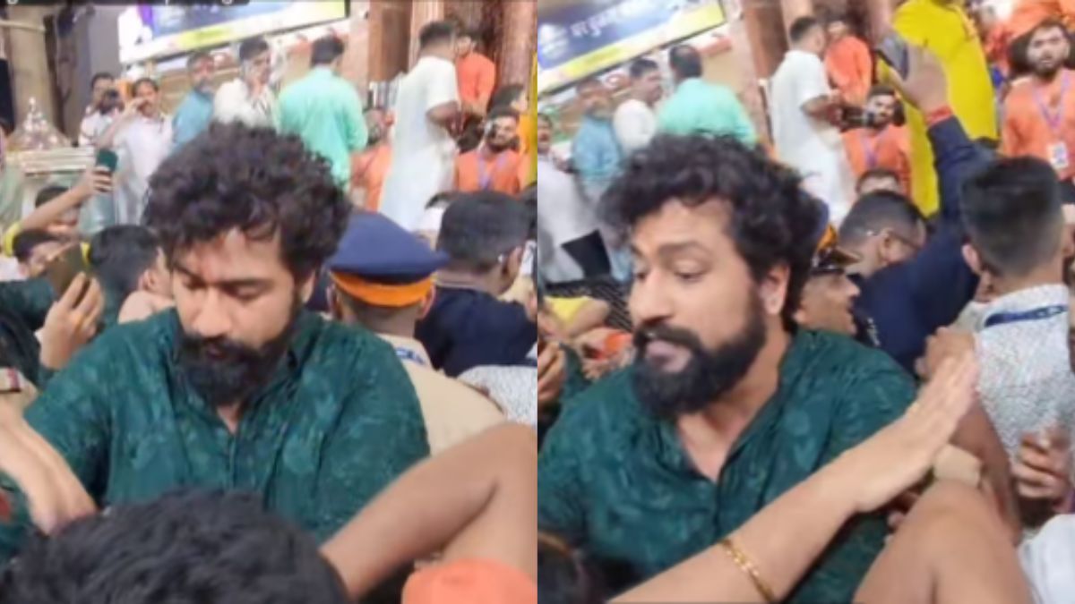 Video: Vicky Kaushal and his parents get mobbed by crazy fans at Lalbaugcha Raja,  netizens say ‘Accha hu Katrina nahi aayi’