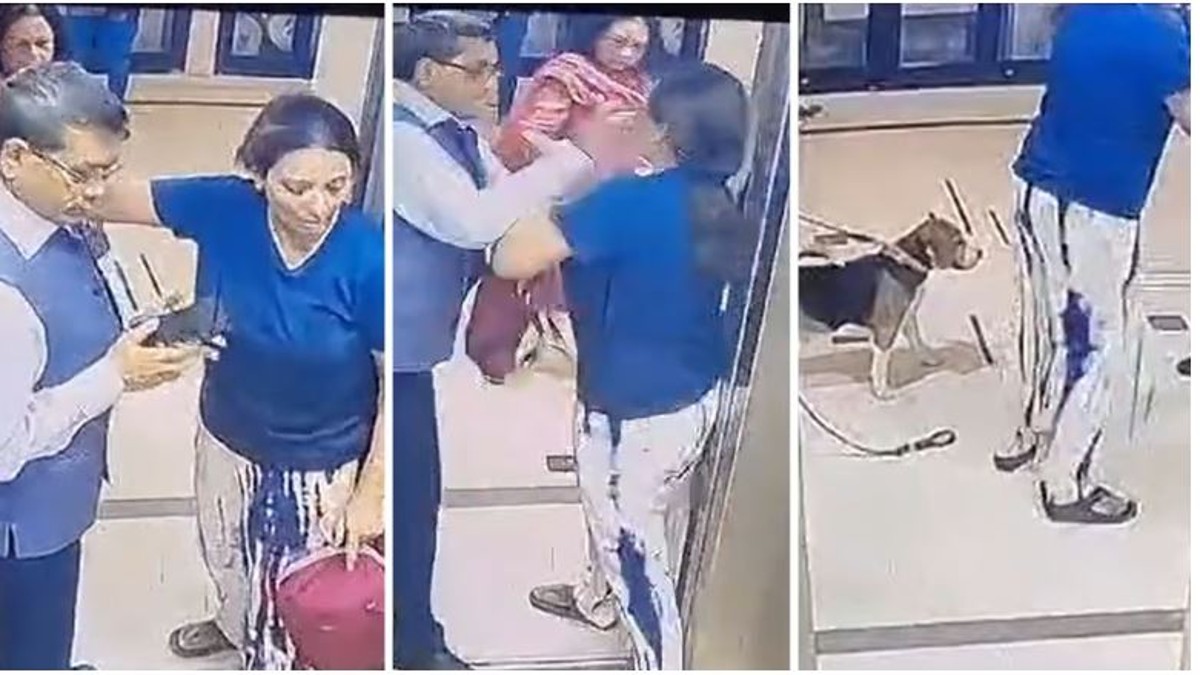 Retd IAS officer slaps woman after fight over pet dog in Noida society lift, VIDEO goes viral