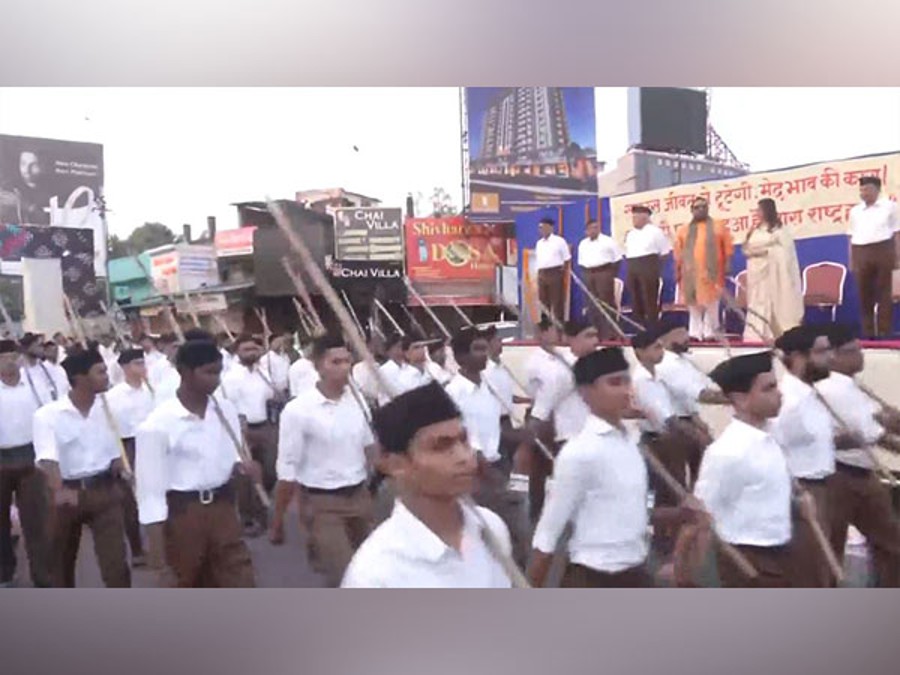 RSS organises route march on the occasion of RSS Vijayadashami Utsav