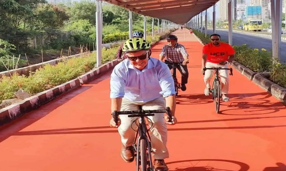 Hyderabad opens country’s 1st rooftop solar-powered cycling track, check PICs