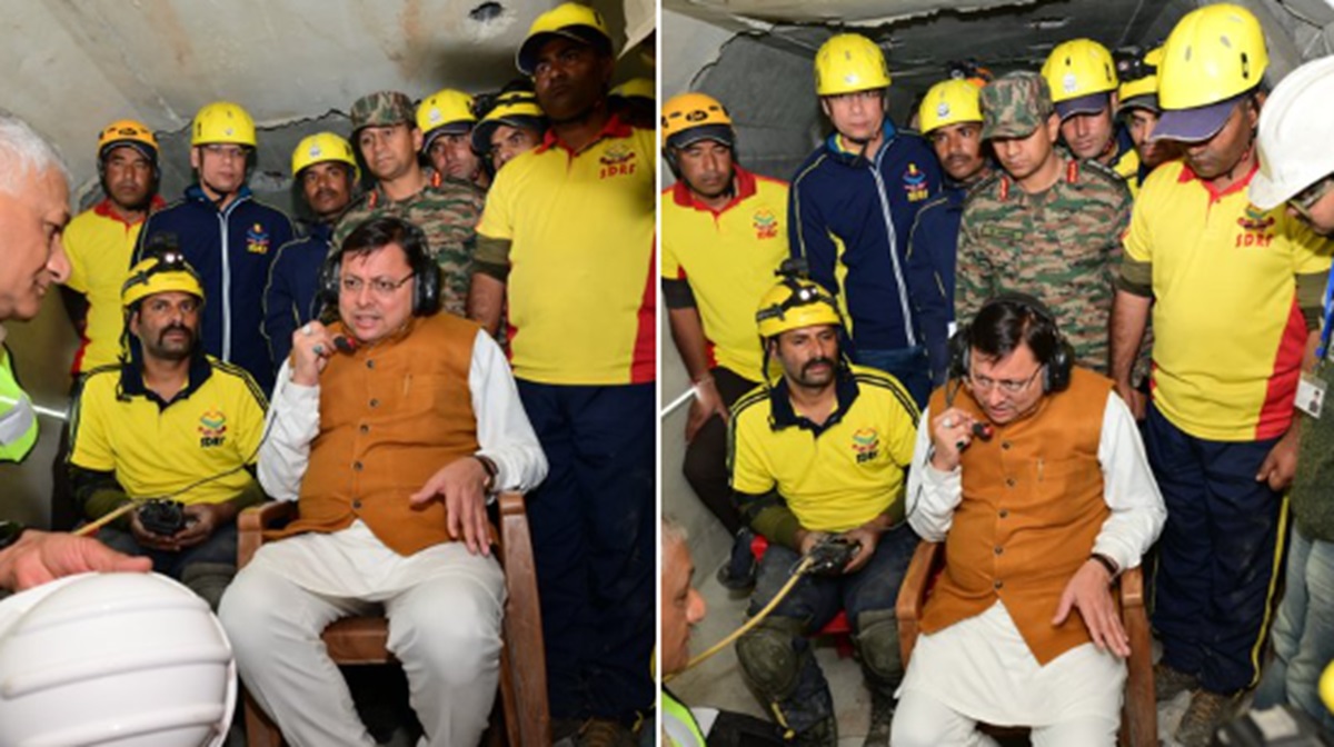 CM Dhami speaks to trapped workers in Uttarakhand tunnel, assures them of safe rescue