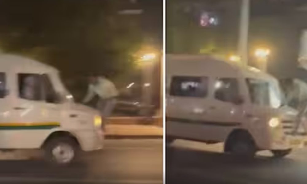 Caught on Cam: Delhi man dragged on bonnet of minibus at Kotla Mubarakpur (VIDEO)