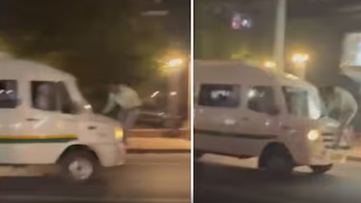 Caught on Cam: Delhi man dragged on bonnet of minibus at Kotla Mubarakpur (VIDEO)