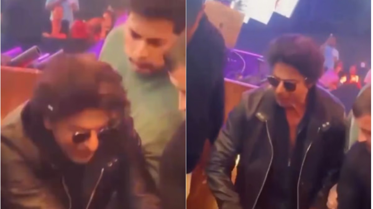 WATCH: SRK pulled by fans at Dunki event in Dubai, fans refuses to leave his hand