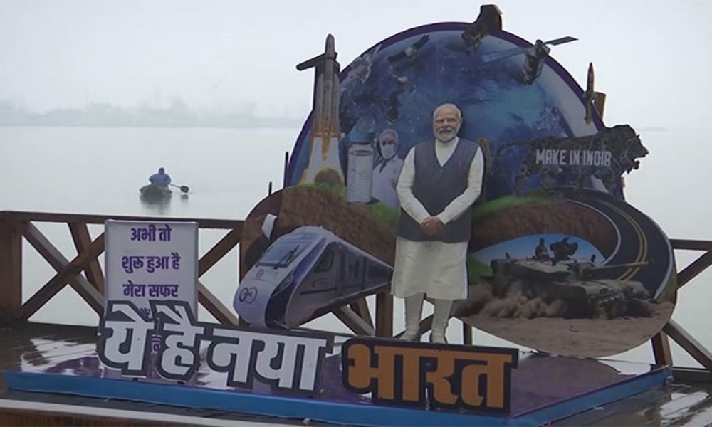 J-K: Life-size cut-out of PM Modi installed at banks of Dal Lake in Srinagar