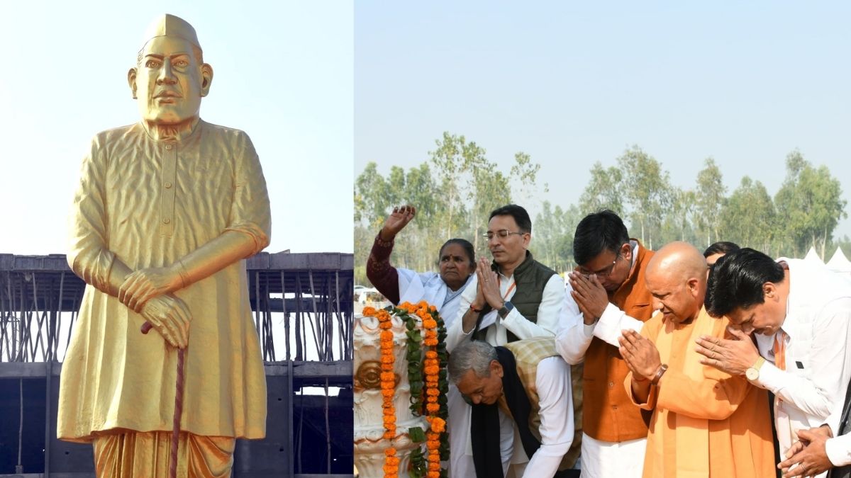 Chief Minister Yogi Adityanath unveils 51-foot statue of Chaudhary Charan Singh in Bilari, Moradabad