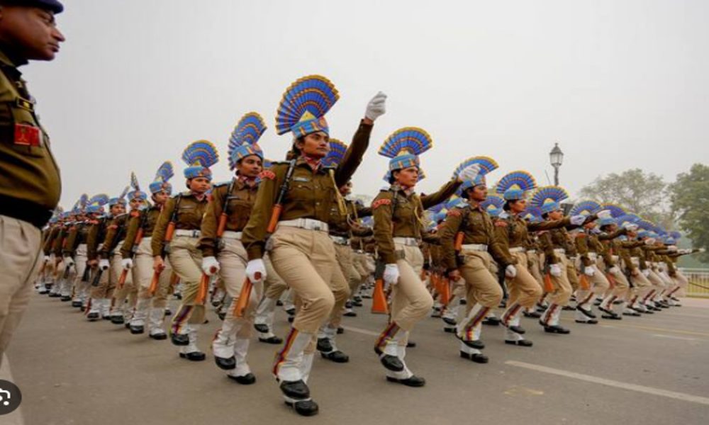 Women Contingent seen rehearsing ahead of the Republic Day Parade