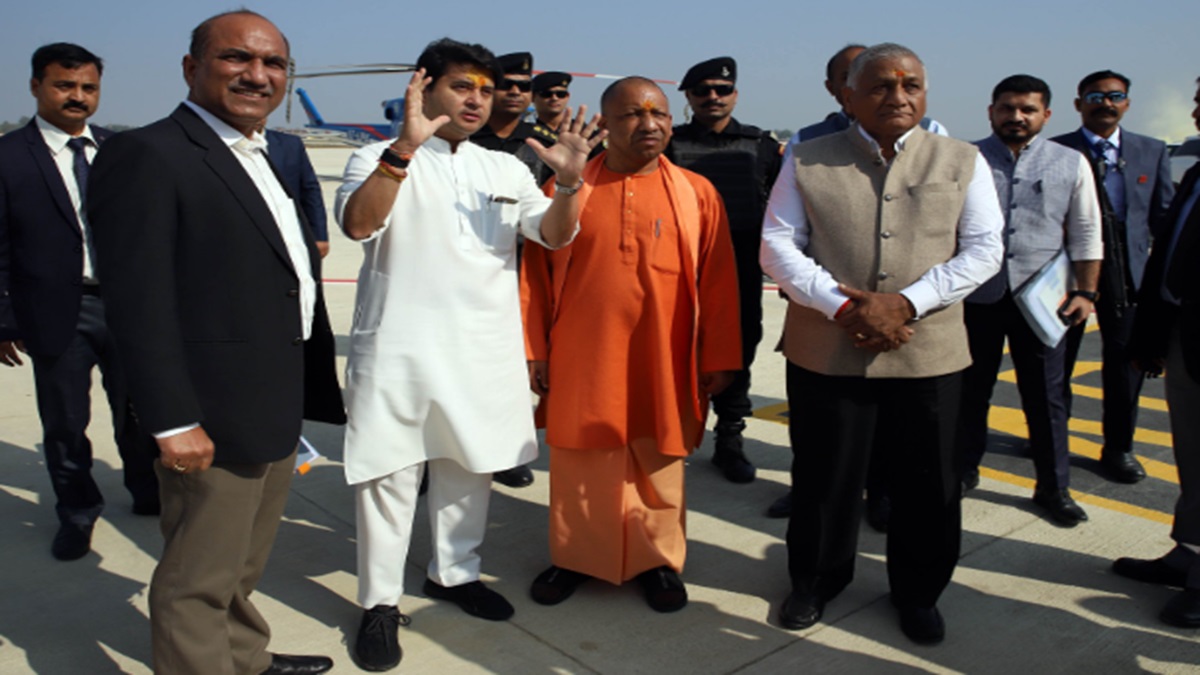 CM Yogi, Jyotiraditya Scindia inspect Shri Ram International Airport in Ayodhya