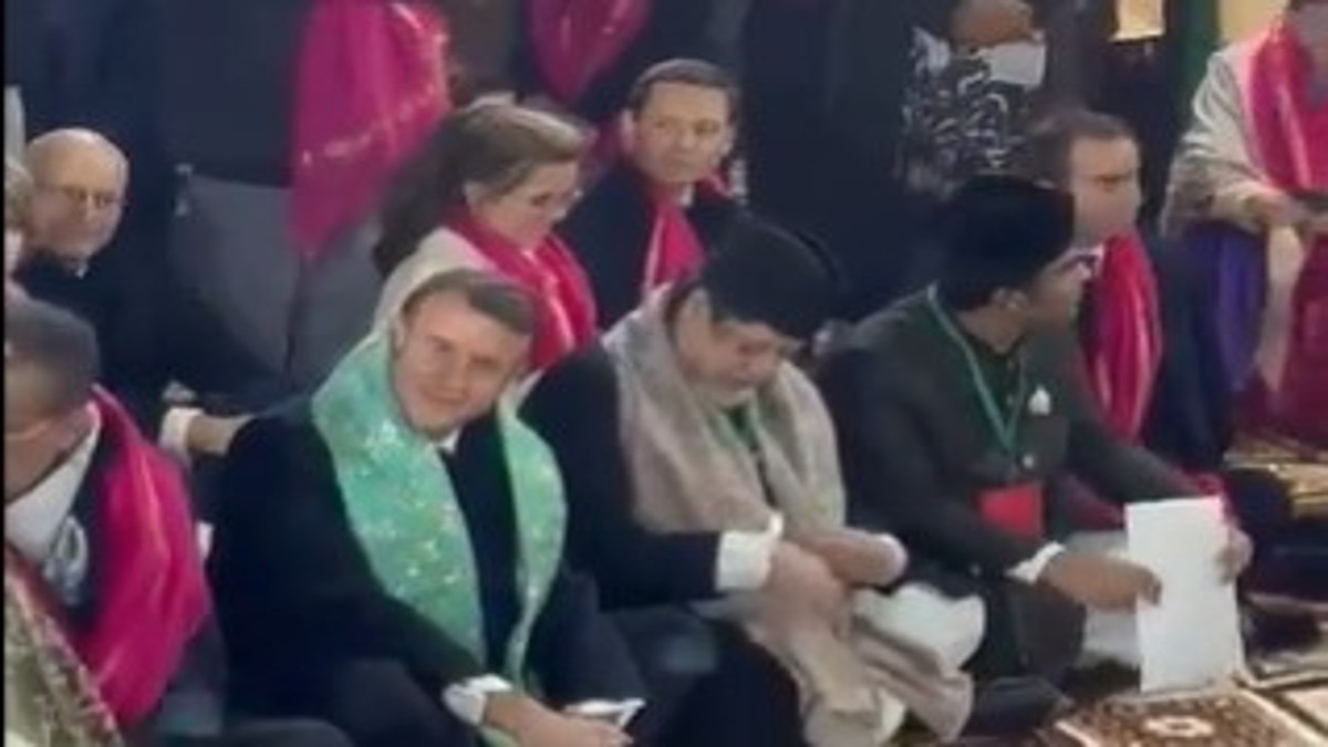 French President Emmanuel Macron visits Hazrat Nizamuddin Aulia Dargah in Delhi