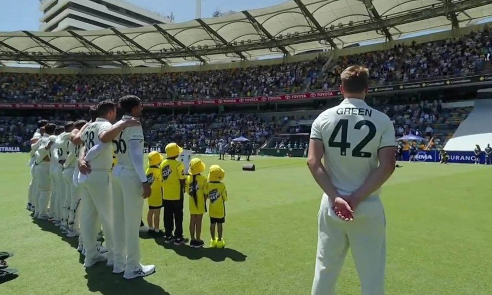 AUS vs WI, Second Test: Covid positive Cameron Green maintains social distancing during national anthem, netizens react