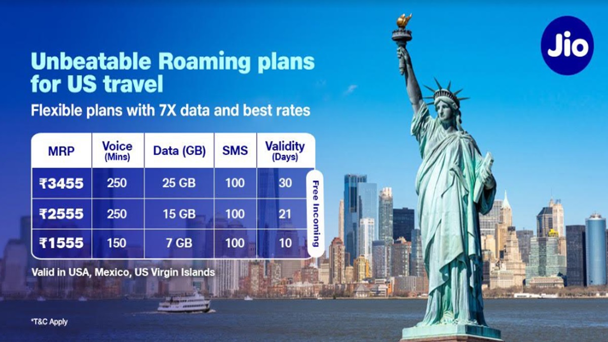 Jio -- US rates roaming