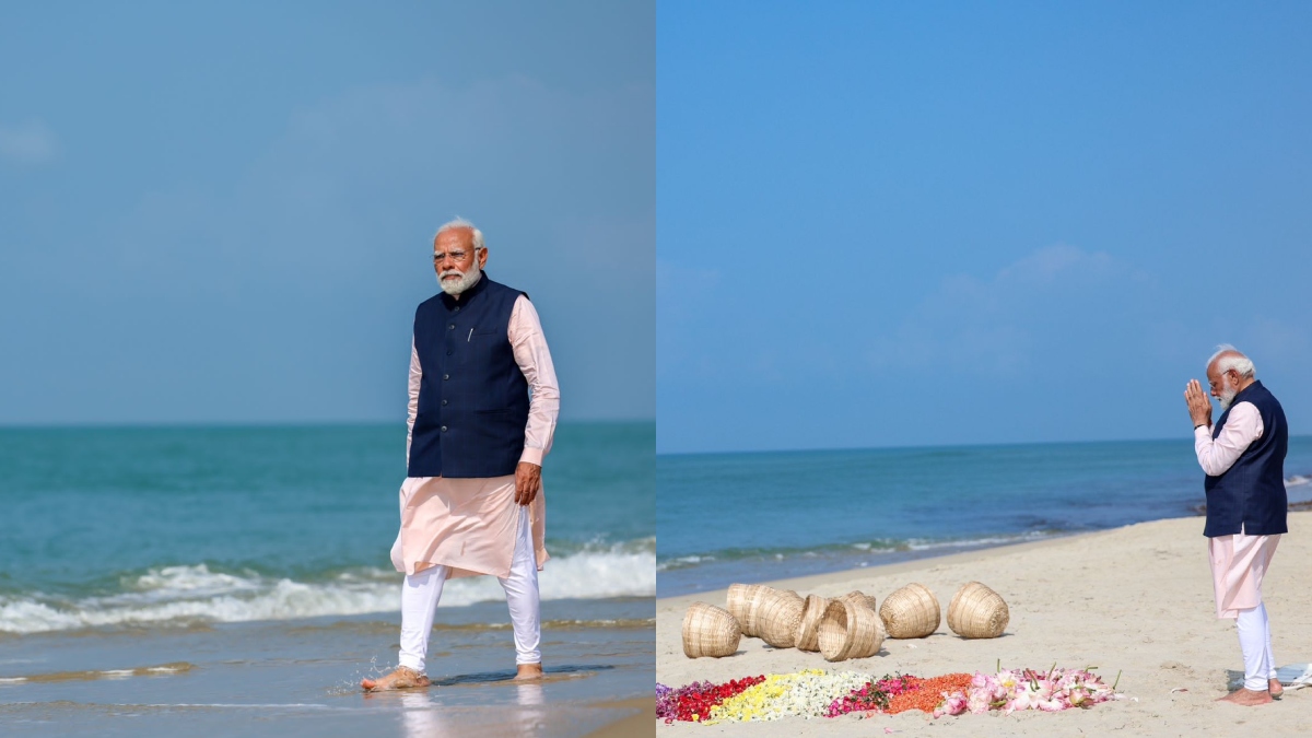 Tamil Nadu: PM Modi visits Ram Setu’s origin point, Arichal Munai; ahead of ‘Pran Pratishtha’