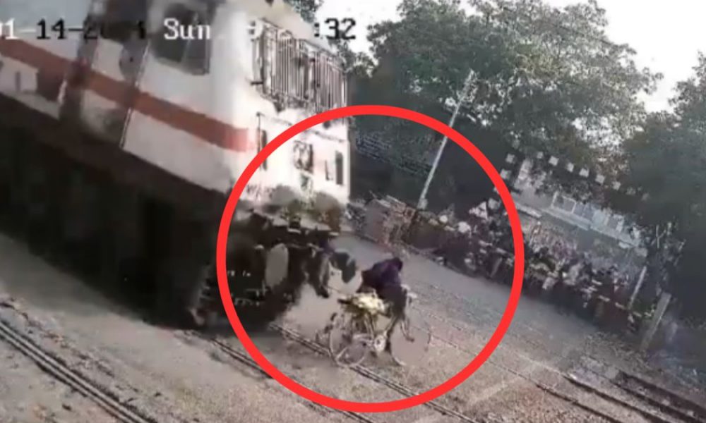 Kanpur Rail Accident Video: Train fatally hits man trying to cross railway tracks on cycle, disturbing footage surfaces