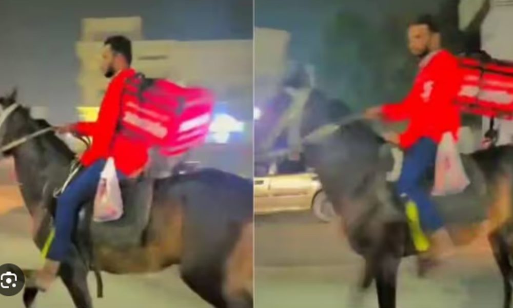 Petrol pumps closed, Zomato starts delivery on horse, VIDEO from Hyderabad excites netizens