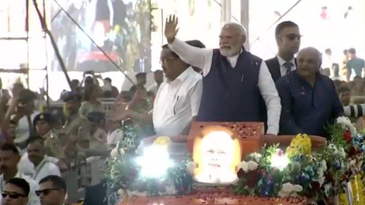PM Modi holds roadshow in Gujarat’s Rajkot