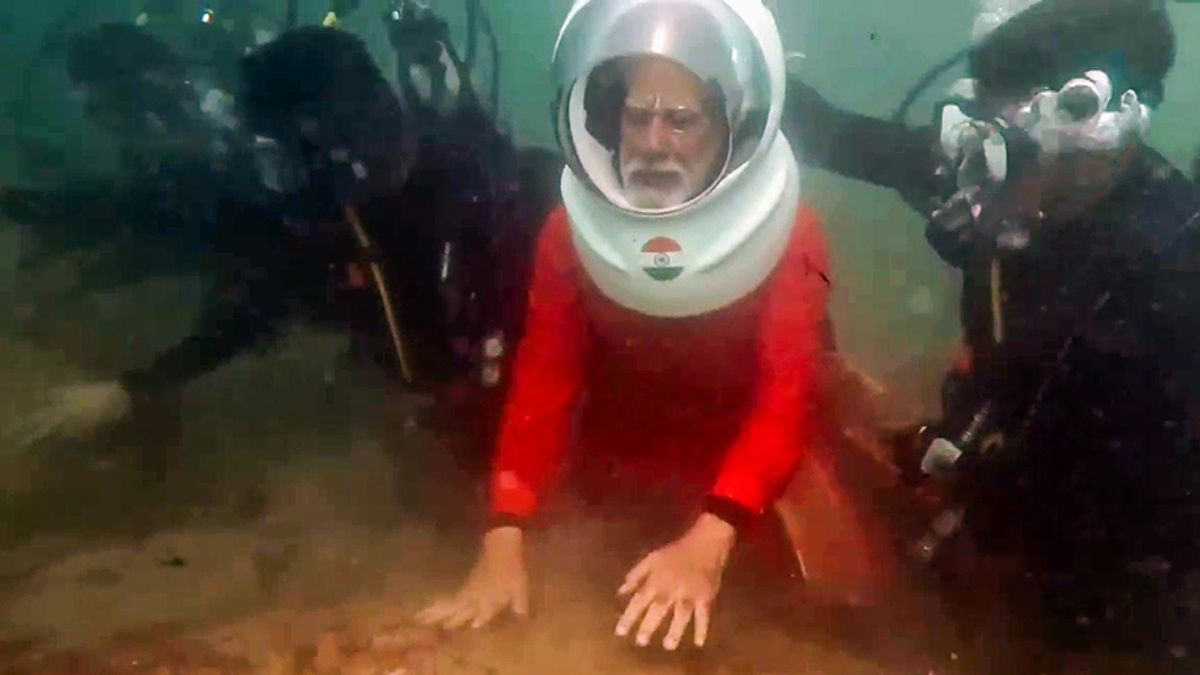 “Divine experience…”: PM Modi shares pics of himself underwater in Dwarka, wearing scuba gear
