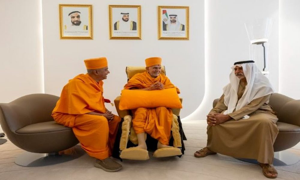 Spiritual leader Mahant Swami Maharaj arrives in Abu Dhabi for BAPS Hindu temple inauguration