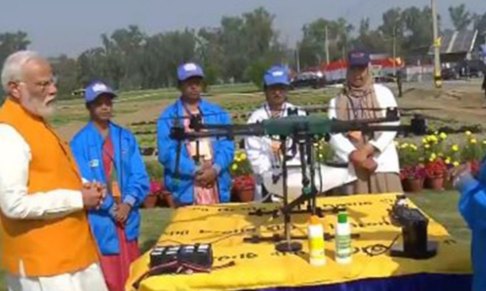 After hailing resurgence of ‘Nari Shakti’, PM Modi witnesses demonstration by ‘Namo Drone Didis’