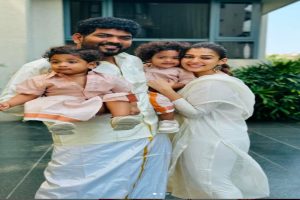 Lady Superstar Nayanthara celebrates Tamil New Year with Husband Vignesh and sons