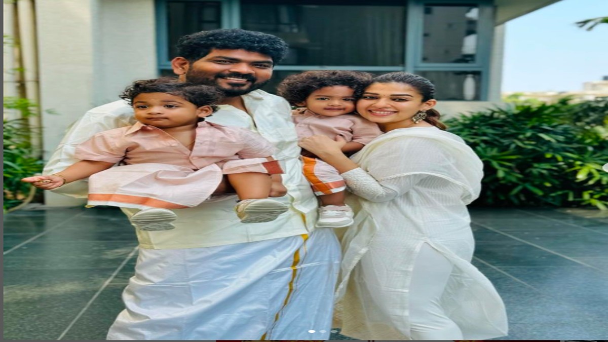 Lady Superstar Nayanthara celebrates Tamil New Year with Husband Vignesh and sons