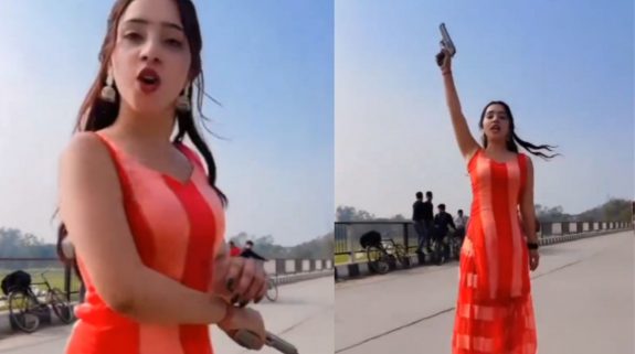 Video of girl openly waving gun on Lucknow highway for Instagram reel goes viral, netizens react 