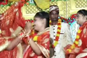 Watch: Video of women brutally fighting one another for groom goes viral, Netizens say, “Dono ko le Jao…”