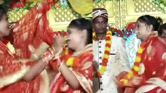 Watch: Video of women brutally fighting one another for groom goes viral, Netizens say, “Dono ko le Jao…”