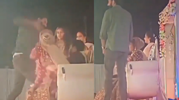 Watch: Woman’s ex-lover brutally beats her groom on wedding stage in Viral Video, netizens say, “Gareebo ka Kabir Singh…”