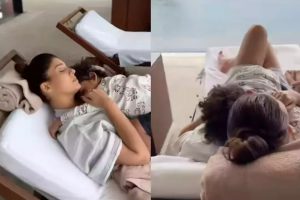 Nayanthara spotted enjoying candid moments with family snoozing next to the infinity pool