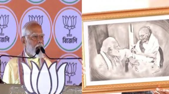 “We worship our Mother…365 days a year”: Mother’s portrait brings smile on PM Modi’s face in Hooghly