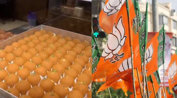 Viral Video: Anticipating a landslide victory in Lok Sabha Elections 2024, BJP Leaders arrange 201 Kg Laddu to celebrate their success in Raipur 