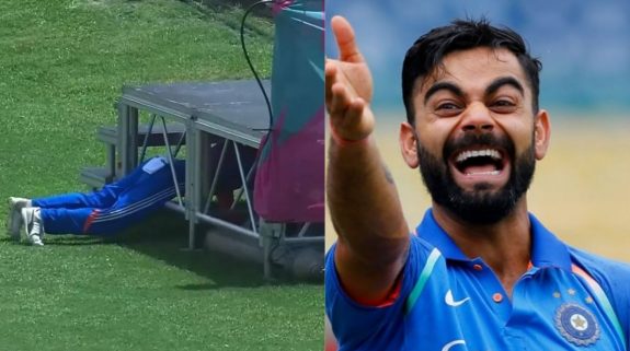 Watch: Virat Kohli induces ‘Gully Cricket’ vibes while searching for the ball, Netizens react