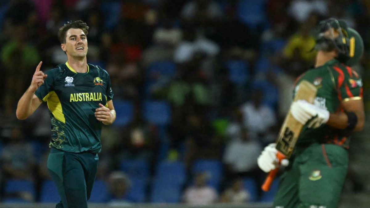 Watch: Netizens react as Pat Cummins becomes the second Australian to take a T20 WC Hat-Trick!