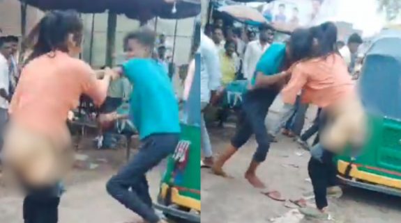 Watch: Transgender woman removes pants & beats Rikshaw driver publicly in Viral Video, Netizens say, “Kya logic tha…”