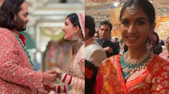 Radhika Merchant flaunts ‘Mangalsutra’.. oozes new bride glow as she poses with her cute smile