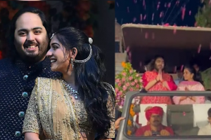 Watch: Newlywed couple Anant Ambani and Radhika Merchant receive welcome with flower shower in Jamnagar, Video Viral