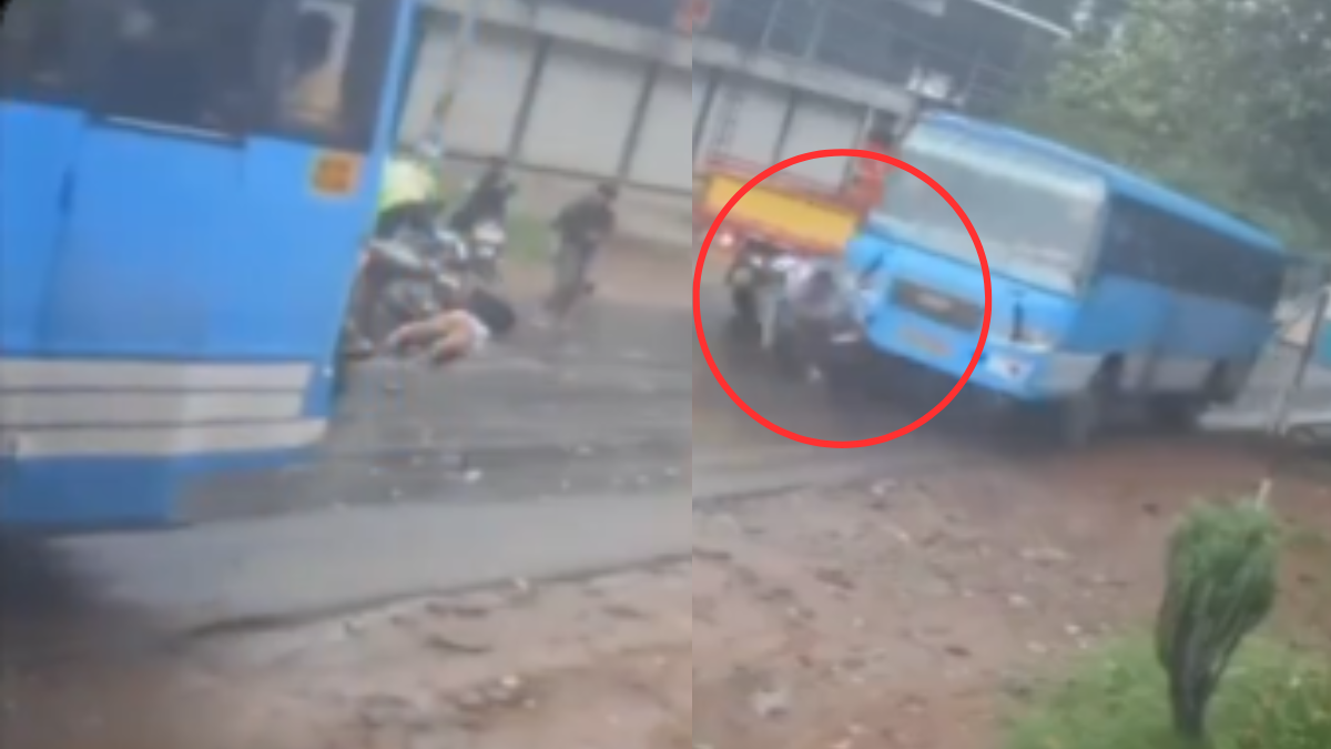 Viral Video: Bus brutally hits bikers coming from the other side, Netizens say, “Bikers are worst…”