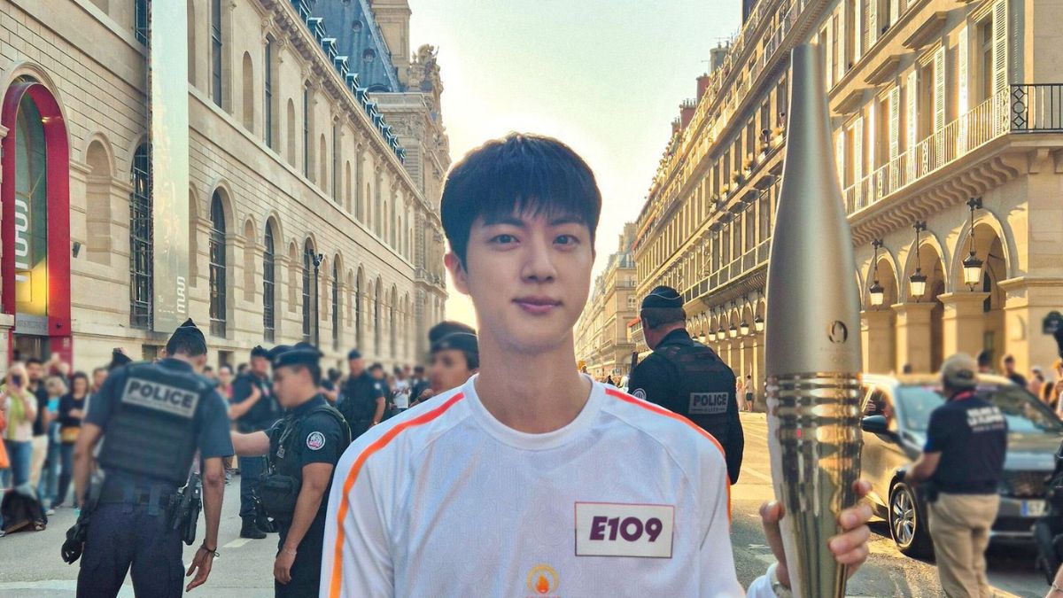 Netizens react as BTS star JIN appears at the torch relay ahead of the opening ceremony of Paris Olympics 2024