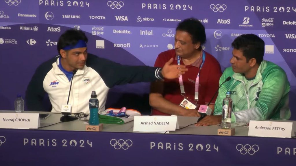 Neeraj Chopra and Arshad Nadeem at the Paris Olympics 2024