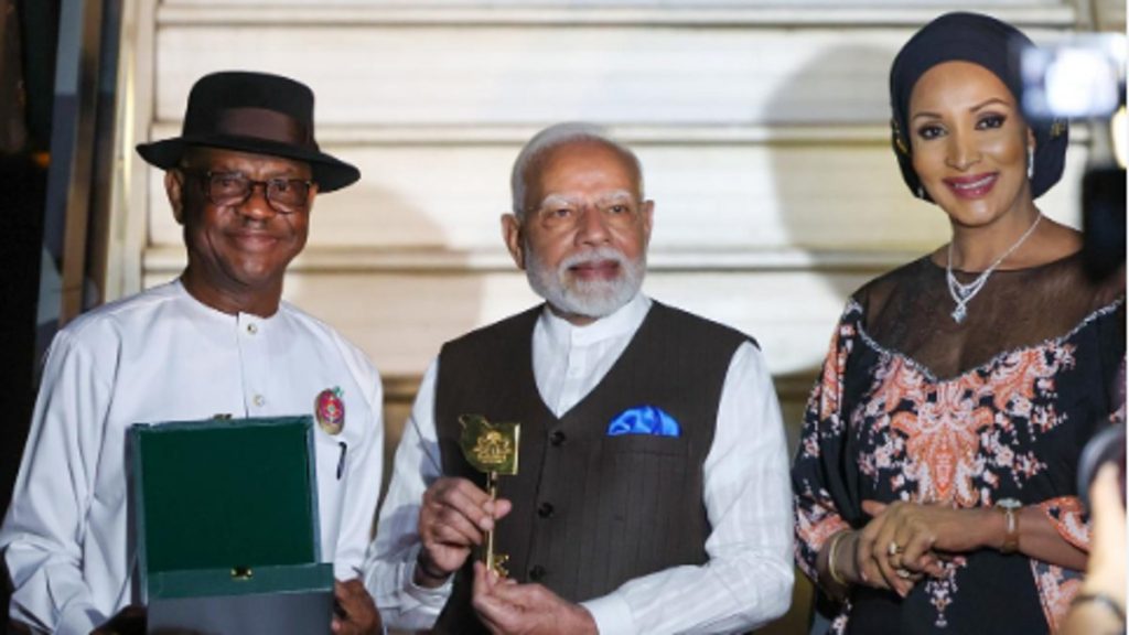 PM Modi being honoured by Nigeria