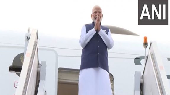 PM Modi lands in Guyana, received by President Irfaan Ali