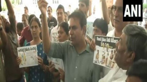 BRS MLAs, MLCs protest in Telangana assembly over arrest of farmers from Lagcherla village