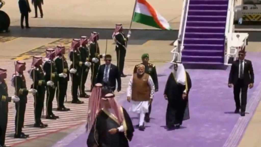 PM Modi arrives in Jeddah, Saudi Arabia