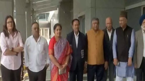 BJP MP Ravi Shankar Prasad led all-party delegation returns to Delhi after Europe visit